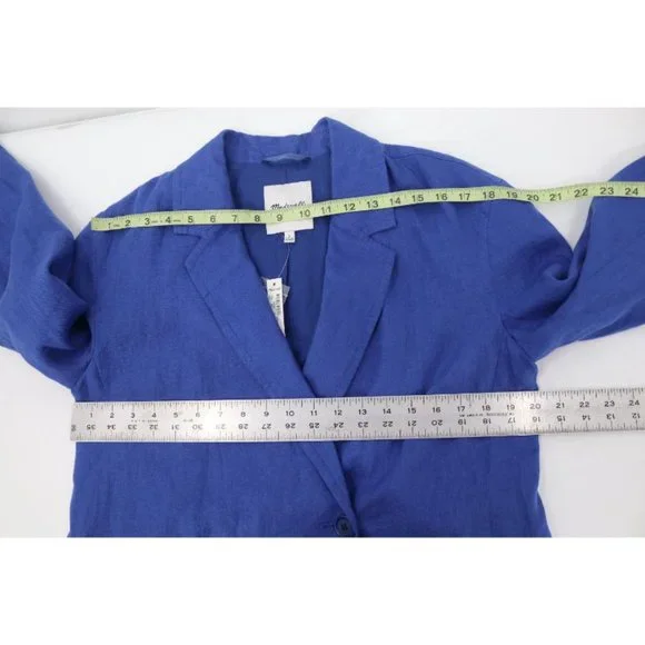 NWT madewell blazer women's Small Double breasted crossover linen blue notch
